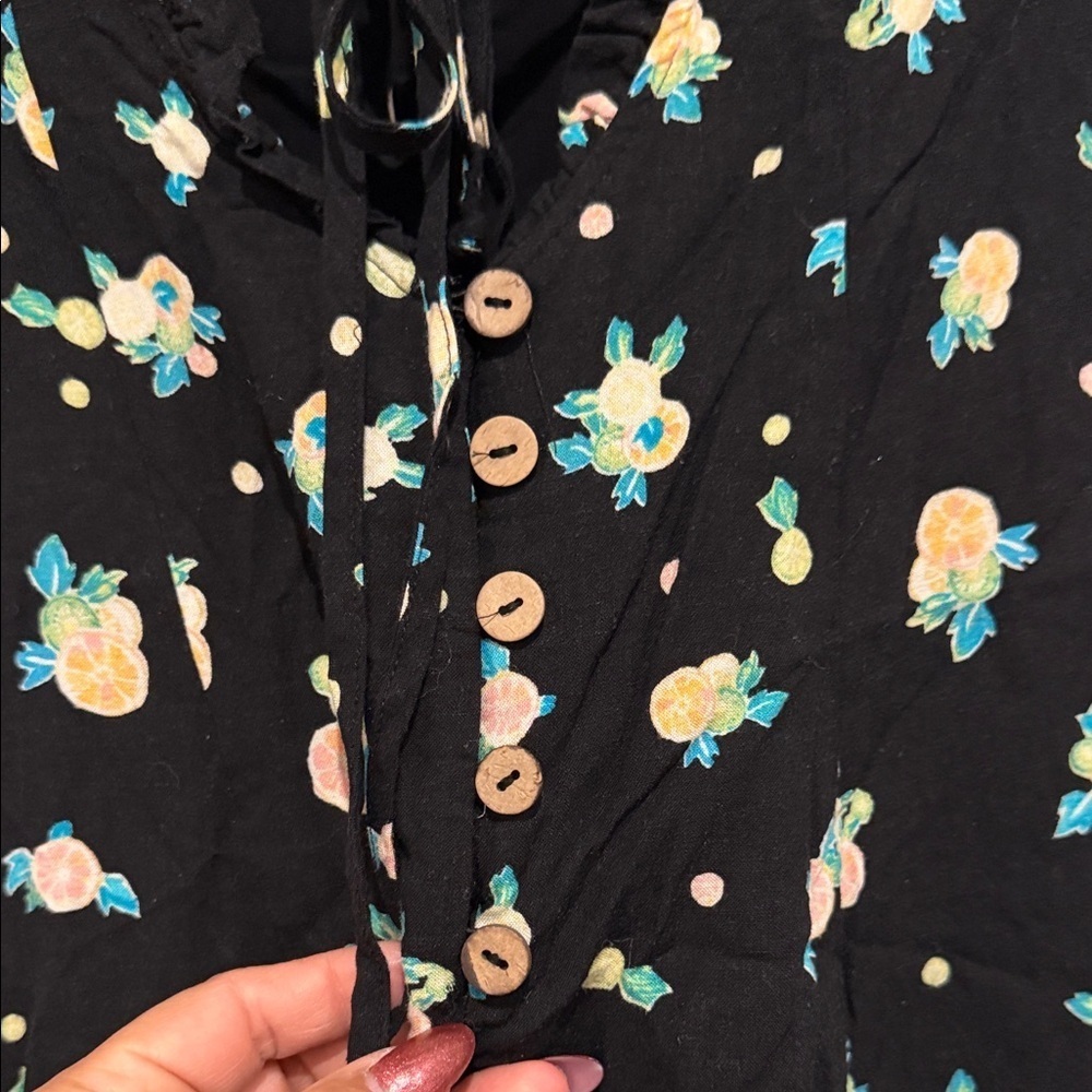 Free People Black and Yellow Floral Midi Dress - Picture 6 of 10
